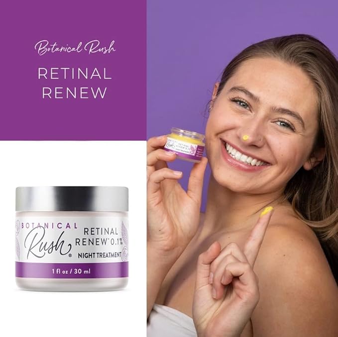 BOTANICAL RUSH Retinal Renew Night Cream for Face & Neck, Fragrance-Free Moisturizer with Peptides & Botanical Extracts, Helps Smooth the Look of Fine Lines & Uneven-Looking Tone, 1 oz Jar