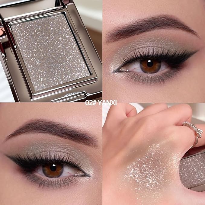 Matte Neutral Single Eye Shadow Palettes Eye Makeup, Taupe Glitter Cream Eyeshadow Palette Makeup, High Pigment Waterproof Nudes Eye Shadow Palettes, For Older Women (02#, Pack of 1)