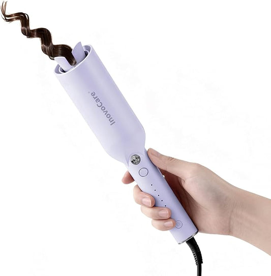 Upgraded Automatic Rotating Curling Iron - CurlPro Plus Long Barrel Curling Wand for Long Hair, Ceramic Hair Curler for Women, Anti-Scald, Tangle-Free, 600M Ionic, Dual Voltage (Misty Blue)