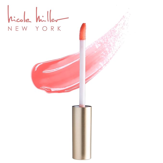 Nicole Miller Lip Gloss Collection Shimmery Glosses for Women and Girls Long Lasting Color Set with Rich Varied Colors, Peach, 10 Count (Pack of 1)
