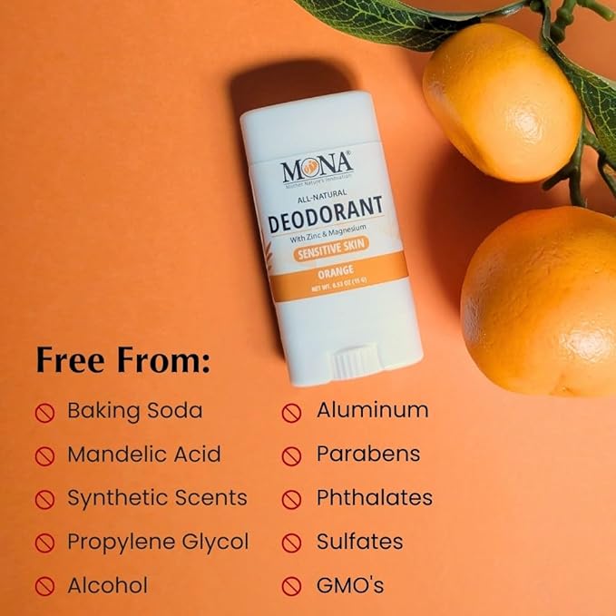 MONA Brands Natural Mini Deodorant for Women & Men, Travel Size 4-Pack, Aluminum & Baking Soda Free, Gentle for Sensitive Skin, Vegan Deodorant Sticks, 0.53 oz Each