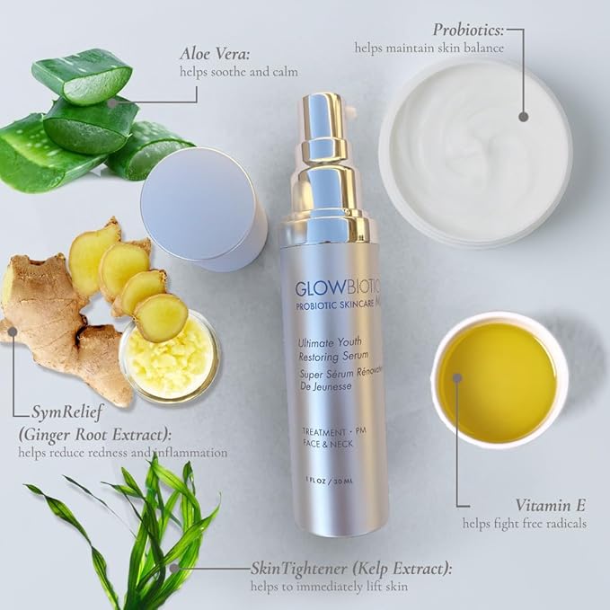 Glowbiotics Advanced Vitamin C Brightening Serum with Probiotics & Hyaluronic Acid – Collagen Boost, Reduces Wrinkles & Dark Spots, Evens Tone – Airless Pump