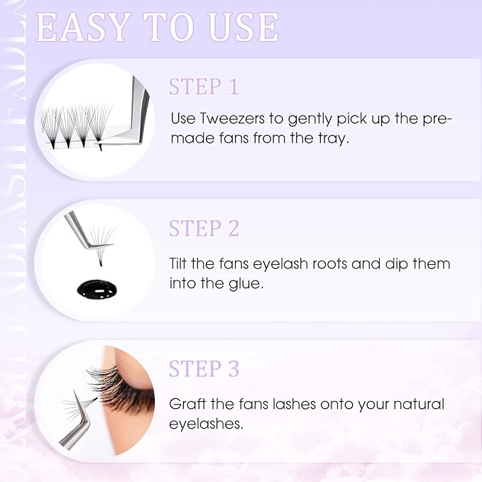 FADLASH Premade Lash Fans C Curl Premade Fans Eyelash Extensions 6D 0.07 Volume Lash Fans Premade Handmade Premade Lash Extensions Fans (6D-0.07C-12mm)