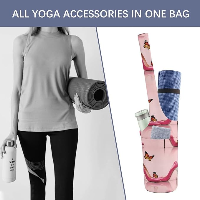 Portable Single Shoulder Yoga Mat Bag Carrier with Pocket Spacious Storage for Yoga Gym Fitness