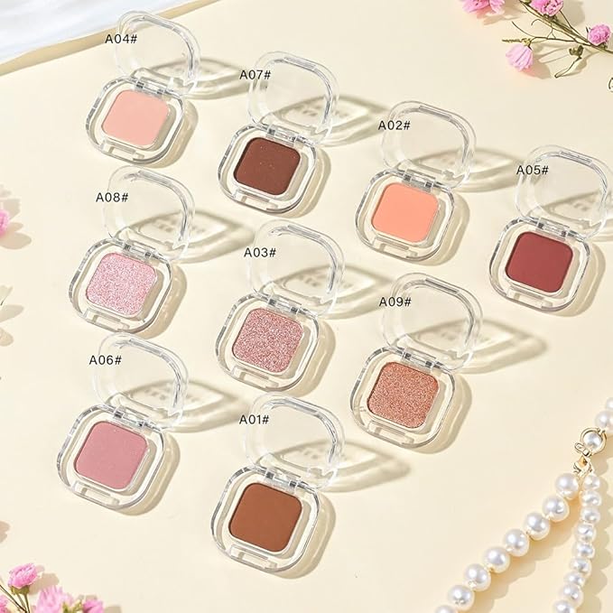 Light Brown Shimmer Single Eyeshadow Makeup Powder Palette，High Pigment Blendable Formula Eye Make-up，Neutral Eye Shadow，sombras para ojos，Longwear Waterproof，Vegan & Cruelty-Free，Eyeshadow Gift