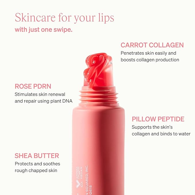 KNEMO LipLock Jelly Serum for Dry Lips, Long-Lasting, Hydrating, Plumping, Glossy Mask with Rose PDRN, Carrot Collagen, Pillow Peptide, Moisturizing Tinted Lip Balm. (Peach Muse)