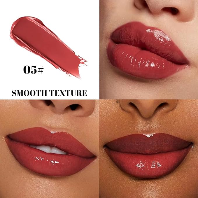 HHLTOH Berry Red Plumper Moisturizing Butter Lipstick for Women, Natural Tinted Lip Balm Shine Nourishing Hydrating Lip Gloss Stain for Dry Lips, Lightweight Lip Liner Care Makeup, Vegan, 1Pc Rose Red