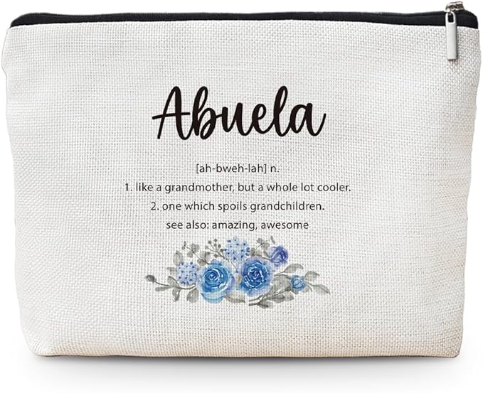 MOTERMATE Abuela Gifts Makeup Bag, Best Abuela Gifts for Christmas from Grandkids Cosmetic Bag for Women, Grandma Gift from Granddaughter Grandson Toiletry Bags Zipper Makeup Pouch