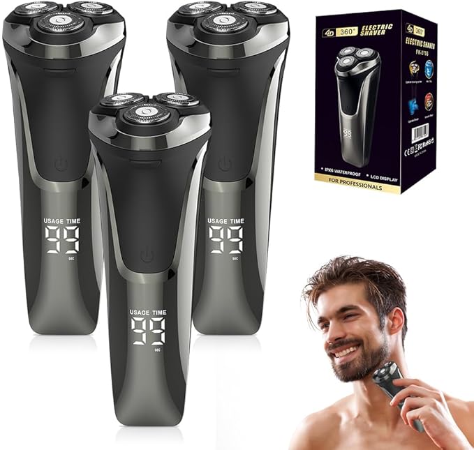 Snapbuy Electric Razor for Men, 2025 New Electric Razor 4D Rotary, Ipx7 Waterproof Electrics Razors, Wet & Dry Rechargeable Electrics Shaver LCD Display (3)