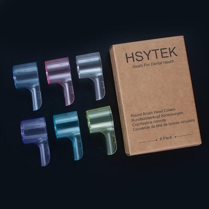 HSYTEK 6 Pack Toothbrush Heads Dustproof Cover Compatible with Oral B, Fits for Oral-B iO Series, Pro 1000, 1500, 5000, 7500 Electric Toothbrush, Protects Brush Head and Convenient Travel