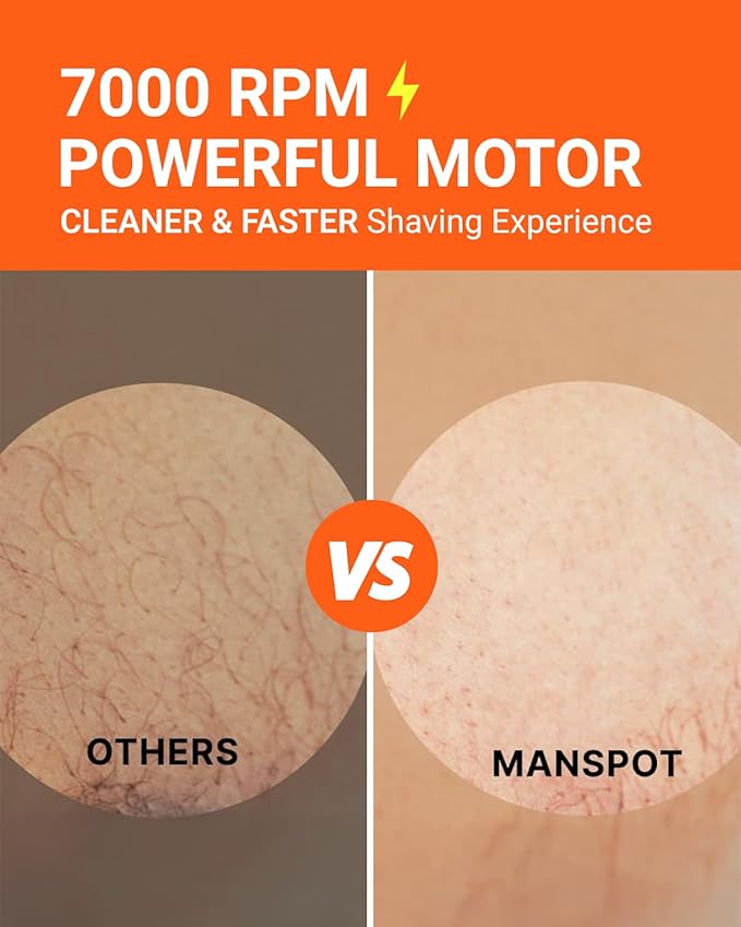 MANSPOT Manscape 2 in 1 Body Hair Trimmer Foil Shaver, Electric Groin Pubic Ball Trimmer, Waterproof Wet/Dry Bikini Trimmer for Women with 4 Guard, 20 Days Shaving