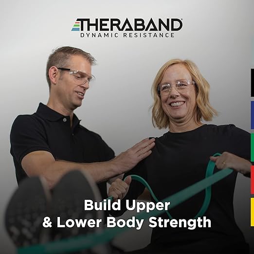 THERABAND High Resistance Band, Elastic Super Bands For Improving Flexibility, Injury Rehab, & Full Body Workouts, Heavy Duty Stretch Bands For Powerlifting, Medium, Green, 25 Lbs. Resistance