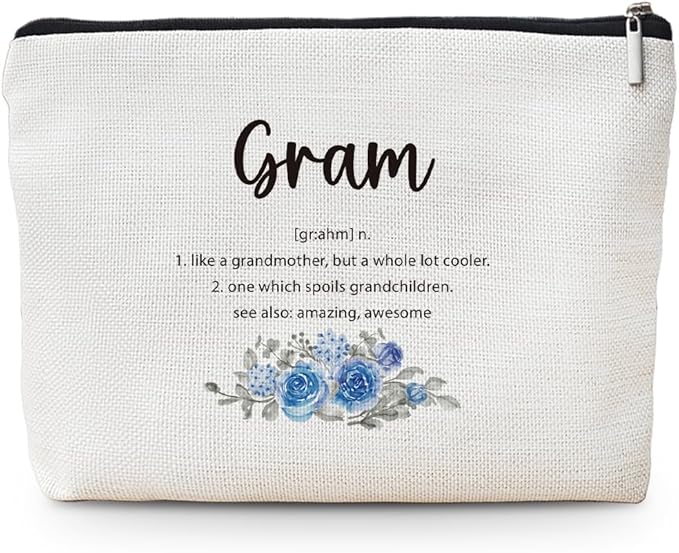 MOTERMATE Gram Gifts Makeup Bag, Best Grandma Gifts for Christmas from Grandkids Granddaughter Grandson Cosmetic Bag for Women, Grandmother Gift Toiletry Bags Zipper Makeup Pouch