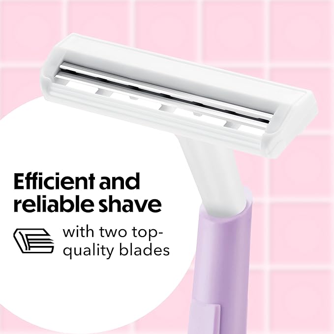 BIC Silky Touch Women's Disposable Razors, 2 Blades For a Sensitive, Soothing and Comfortable Shave, 18-Count