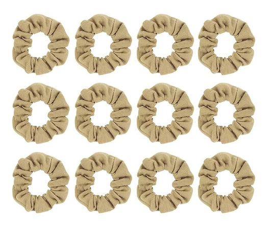 12pcs Cotton Hair Scrunchies Single Jersey Solid Color Ponytail Holders Elastic Hair Ties for Women Accessories (Camel)