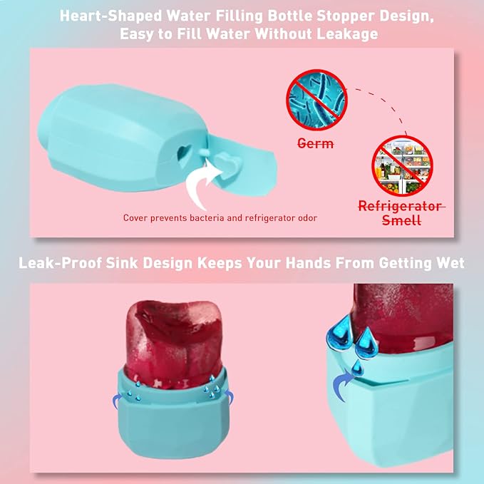 Ice Roller for Face and Eye, Gua Sha Facial Massage, Beauty Set with Silicone Ice Mold (Blue)