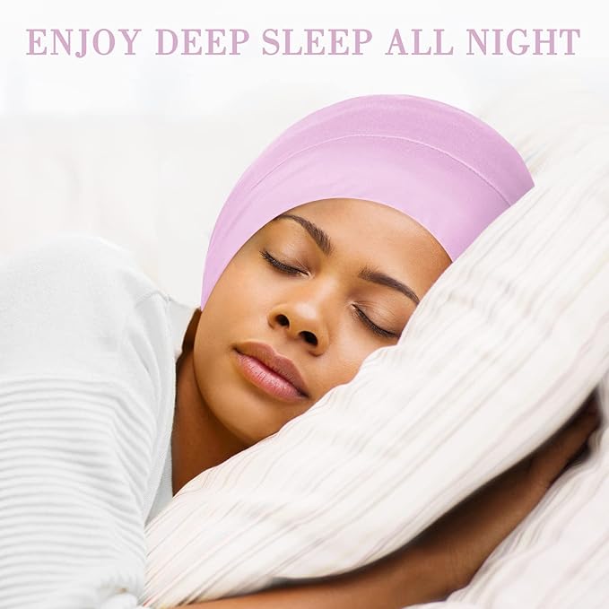 Fittia Satin Hair Bonnet for Sleeping, Silky No Frizzy for Curls Care, Adjustable Strap for Non-Slip, Dreadlocks Cap for Women&Men Light Purple