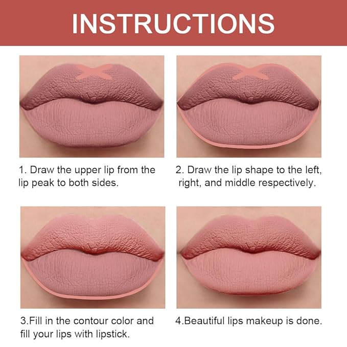 Kaely 2-in-1 Peach Lip Liner & Lipstick Set Kit for Women, Matte Lips Kit with Lip Liner Lip Stains Long Lasting Waterproof 24 Hour Lipstick and Lip Liners Combo Lipliners Pencil Set 03