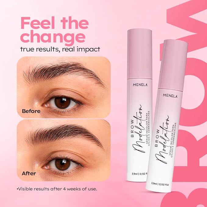 MENELA Eyebrow Growth Serum & Lash Serum: 2-in-1 Enhancer with 10 Botanical Actives (Biotin, Aloe, Witch Hazel, Rosehip) – Natural Formula for Fuller, Stronger & Hydrated Brows-3.9ml (0.132 fl oz)