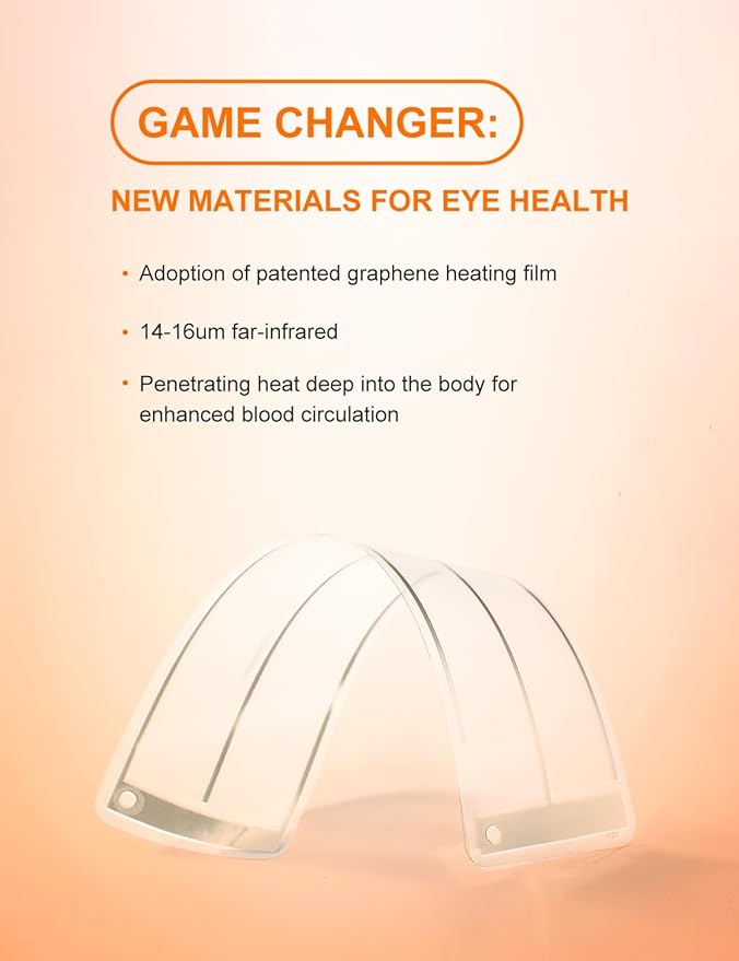 Graphene Times Heated Eye Mask, Cordless Heat Eye Compress for for Dry Eye Stye Relax Eye Strain, Portable Electric Warm Eye Mask for Blepharitis, Chalazion, Eye Fatigue or MGD