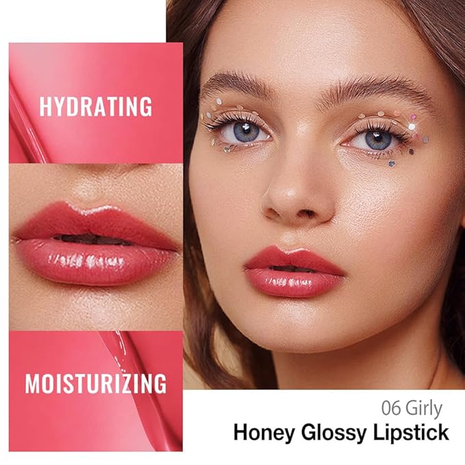 HHLTOH Girly Honey Lipstick Tinted Lip Balm - Shine Moisturizing Lipstick for Women, Natural Nourishing Hydrating Lip Gloss Stain for Dry Lips, Tint Sheer Lightweight Makeup, Vegan - 1Pc #06 Girly