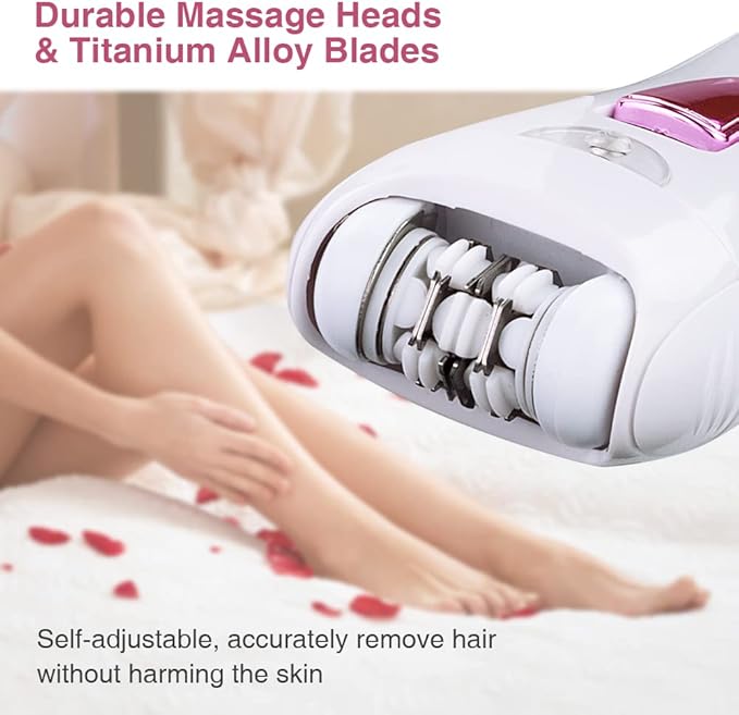 Epilator Smooth Glide Epilator for Women Face RechargeableEpilator for Women FacialEpilator Hair Remover Smooth GlideEpilator for WomenFace Bikini Hair Removal Arms/Face/Peach Fuzz White Portable