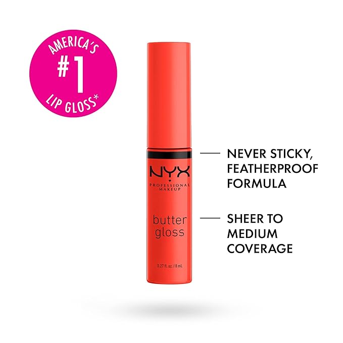 NYX PROFESSIONAL MAKEUP Butter Gloss, Non-Sticky Lip Gloss - Orangesicle (Orange) (Pack of 2)