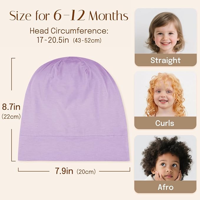 OLESILK Silk Baby Bonnet 6-12 Months: 100% Mulberry Silk & Modal, Anti-Frizz for Curly Hair, Adjustable Fit Growing Toddler