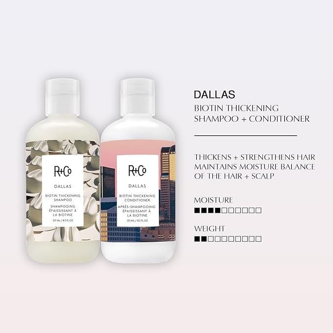 R+Co Dallas Biotin Thickening Shampoo & Conditioner Set | Adds Volume, Strength & Fullness | Sulfate-Free, Vegan + Cruelty-Free | 8.5oz (Pack of 2)