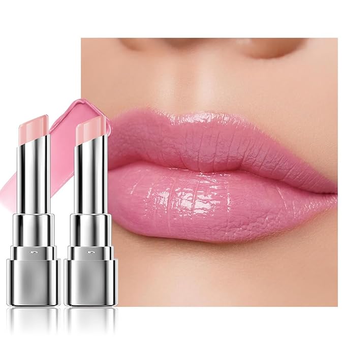 HHLTOH 2Pcs Tinted Lip Balm Moisturizing Lipstick – Soft Pale Pink Sheer Hydrating Lip Color for Dry Lips – Nourishing Lip Balm for All Women with a Subtle Natural Scent (S01 & S01)