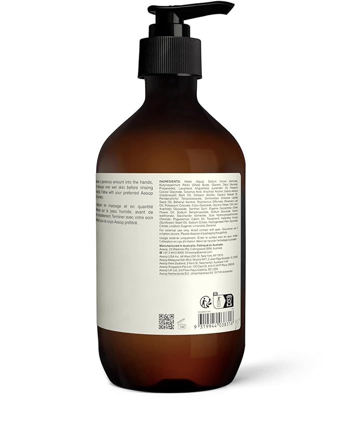 Aesop Eleos Nourishing Body Cleanser | Moisturizing Body Wash for Dry, Dehydrated Skin | Made with Shea Butter & Lavender Oil | 500 mL / 16.9 oz (Pack of 3)