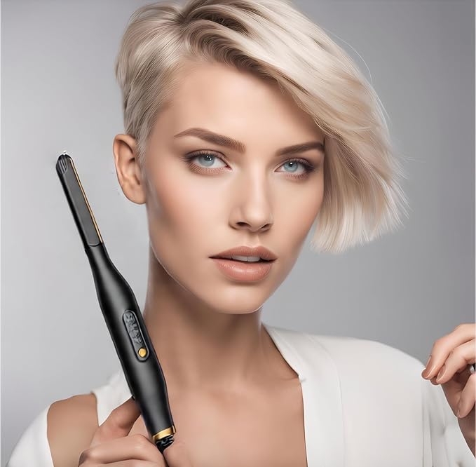 Mini Flat Iron for Short Hair, 1/2 inch Ceramic Plates Small Flat Irons for Short Hair, Fast Heating Anti-Frizz, Temperature Adjustable Auto-Off, Travel Size Mini Hair Straightener, White
