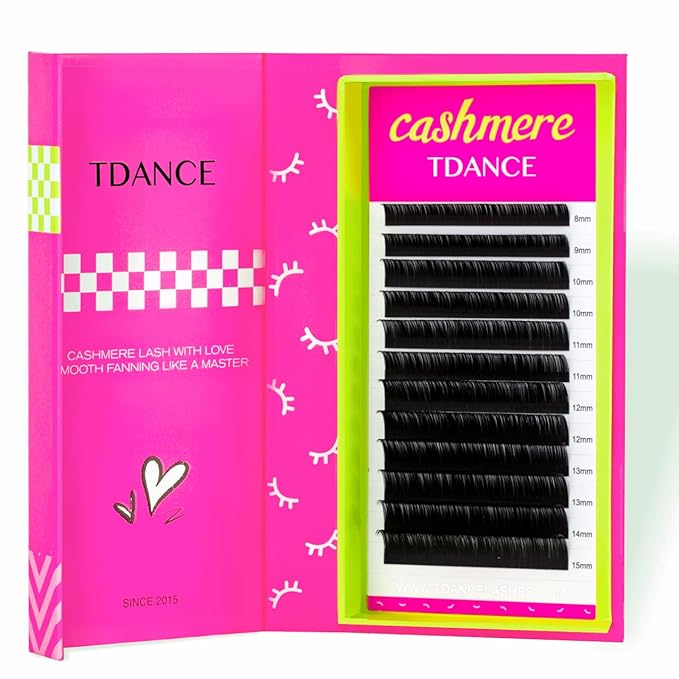 TDANCE Cashmere Lash Extensions Super Soft Classic Lash Extension 0.07mm D Curl Single Length 9mm Volume Lash Extensions for Professional Salon Use(0.07-D,9mm)