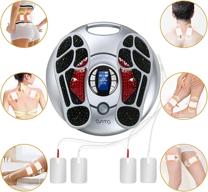 OSITO EMS Foot Massager for Neuropathy(FSA or HSA Eligible) Foot Circulation Stimulator Machine TENS Unit with 4 Electrode Pads for Circulation and Pain Relief for Men Women