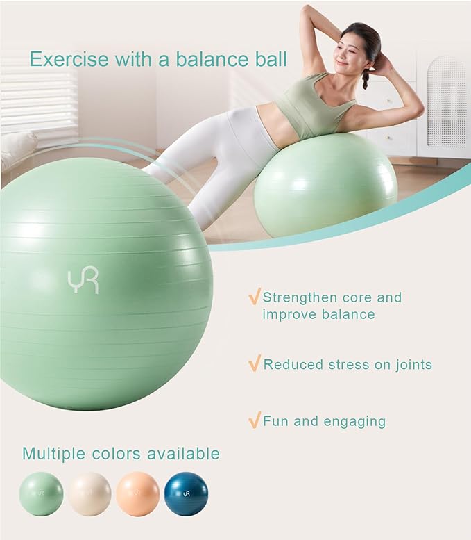 Exercise Ball for Workouts, Anti-Burst and Slip Resistant Yoga Ball for Gym Fitness and Physical Therapy