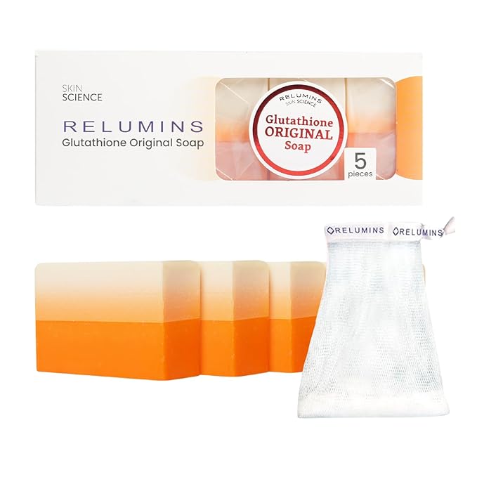 Relumins Glutathione Soap Bars - New Year, New You Deep Cleansing & Hydrating Soap for Smooth, Refreshed Skin - Gentle Exfoliating Formula for Face & Body - 5 x 150g Bars