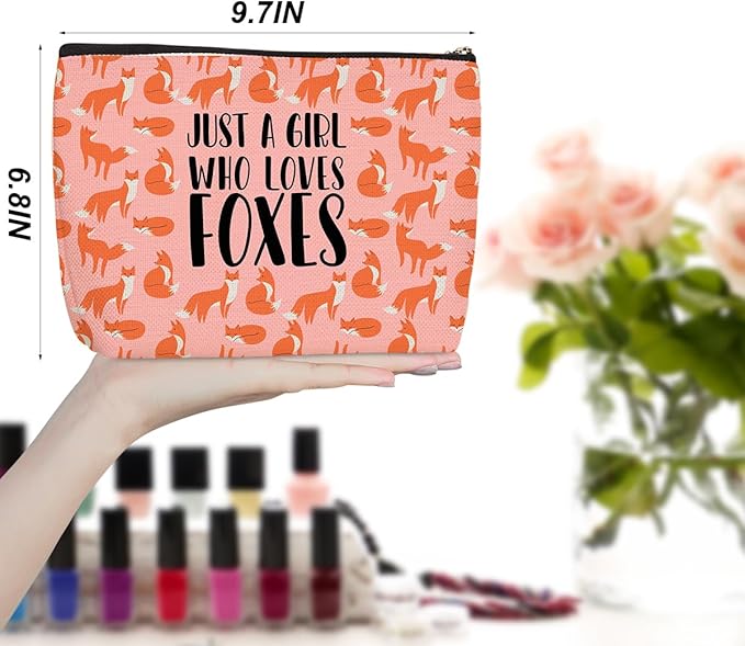 Jealance Cute Fox Print Makeup Bag Fox Gifts Cosmetic Travel Bag Foxes Accessories Decor Stuff for Animal Foxes Lovers Women Girls Sister Best Friend Grandma Funny Skincare Bags for Christmas Birthday