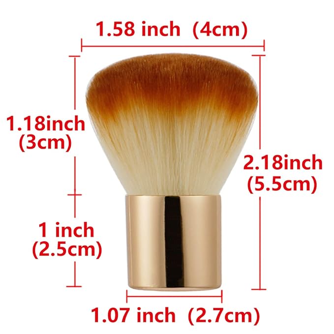 2 Pieces Kabuki Brushes Powder Brush Blush Brush Foundation Brush Bronzer Brush Face Blender Brush Mineral Blending Buffing Concealer Brush Multifunction Cosmetic Tools Portable Makeup Brush (Golden)