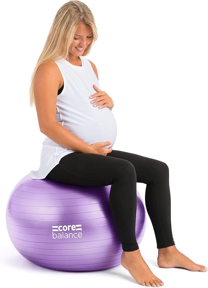 Core Balance Exercise Ball, Stability Ball for Yoga, Pilates and Fitness, Gym Ball for Home Gym and Office Chair, Training, Physical Therapy, Anti Burst, Pump Included, 55cm 65cm 75cm 85cm