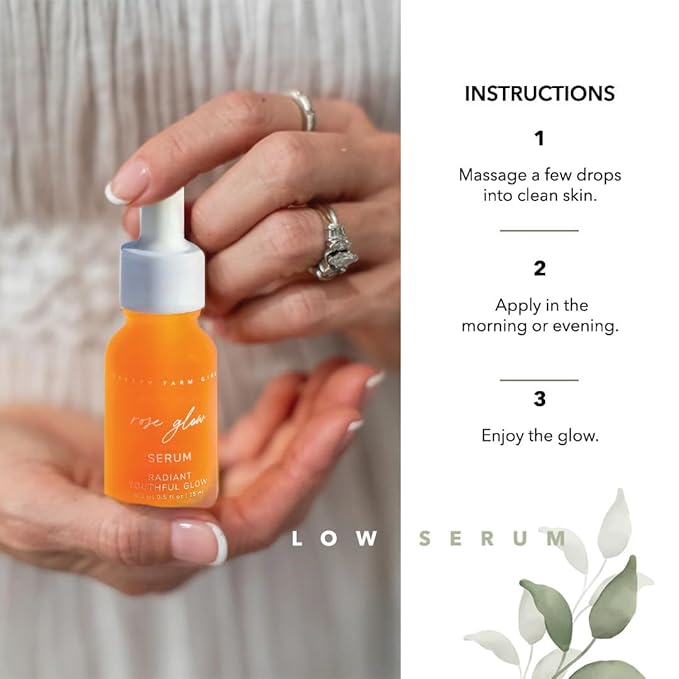 Pretty farm girl Rose Glow Serum - Radiant Youthful Glow - For Anti-Aging, Acne Scars, and Discoloration - Skin Healing - All Skin Types - Facial Use - 1 oz