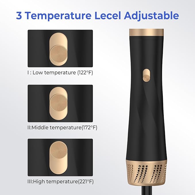 5 in 1 Hair Dryer Brush, Blow Dryer Brush Set with Air Curler Wrap Hair Styler, Negative Ionic Blow Dry Brush, Detachable Hair Tool for Curling, Volumizer,Straightener,Drying