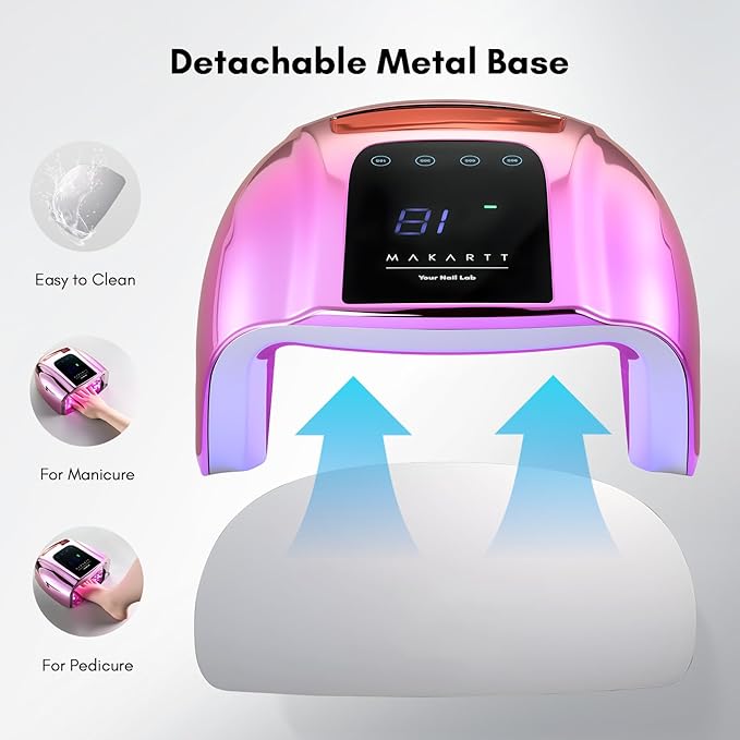 Makartt UV LED Nail Lamp - Fast Curing UV Light with Handle Nail Dryer with 42 Beads 4 Timers Cordless Rechargeable Lamp LCD Touchscreen & Smart Sensor(Gradient Purple)