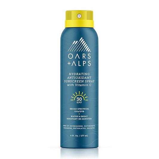 Oars + Alps Hydrating SPF 70 Sunscreen Spray, Infused with Vitamin C and Antioxidants, Water and Sweat Resistant, 6 Oz, 1 Pack