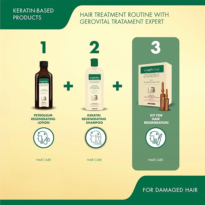GEROVITAL Kit Hair Growth Serum, Hair Regeneration, Hydrates and Prevents Hair Loss, 20 ampoules: 10×10 ml and 10×5 ml