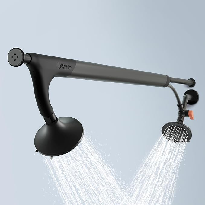 BOONA Original Tandem Shower as Seen on Shark Tank | Dual Shower Head for Couples | Spa-Like Water Pressure, Rainfall & Swedish Massage Settings | Easy Install, Midnight Black