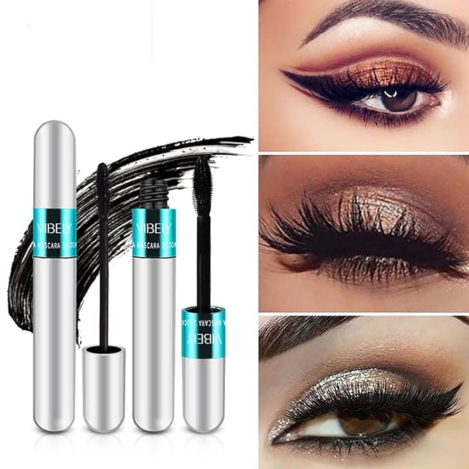 2 in 1 Mascara for VIBELY 5x Longer Waterproof Lash Cosmetics Mascara for Natural Lengthening, Thickening Effect No Clumping