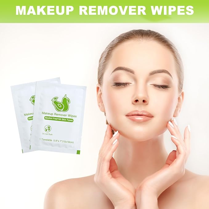 Bulk Individually Wrapped Makeup Remover Wipes - Gentle Cleansing for Face, Mascara, Lipstick - Travel & Hotel Use - 100 Count