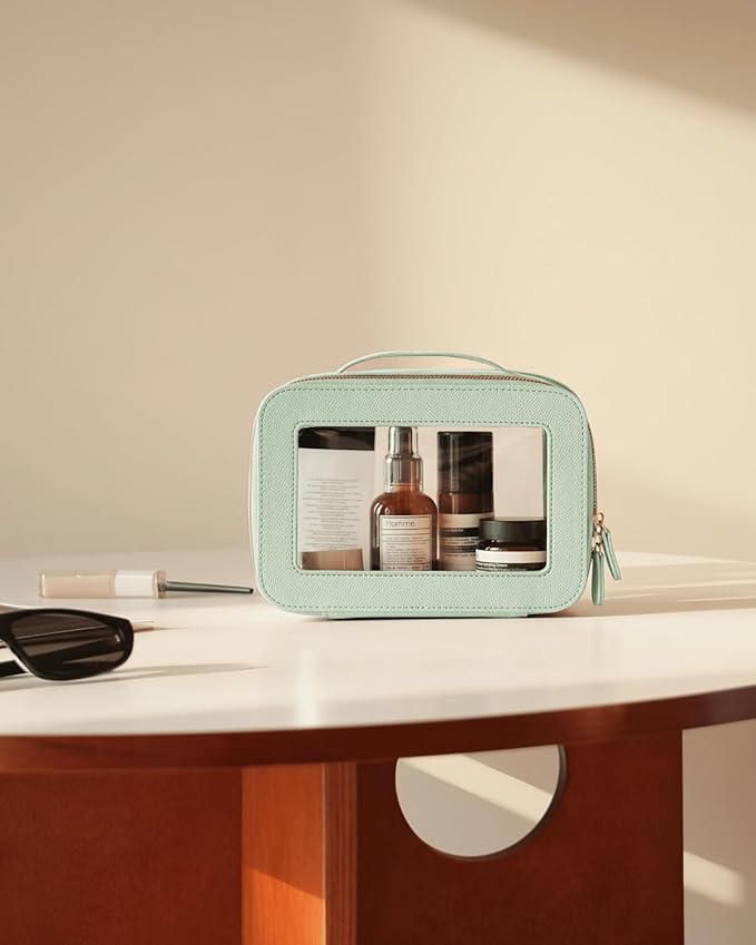 Oaque Clear Cosmetic Bag Set for Women Makeup Bag with Handle, 3 Pcs Travel Toiletry Bag Transparent Cosmetic Case Portable Make Up Organizer Bag for Essentials