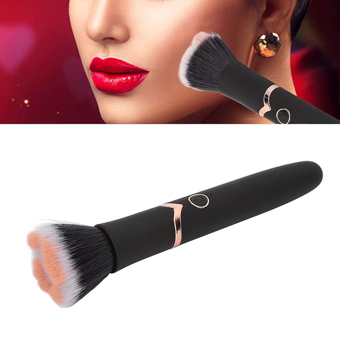 Pro Makeup Brush, Rechargeable Makeup Brush Blush Loose Powder Brush 10 Gears Adjustable Electric Massage Brush Beauty Tool Black