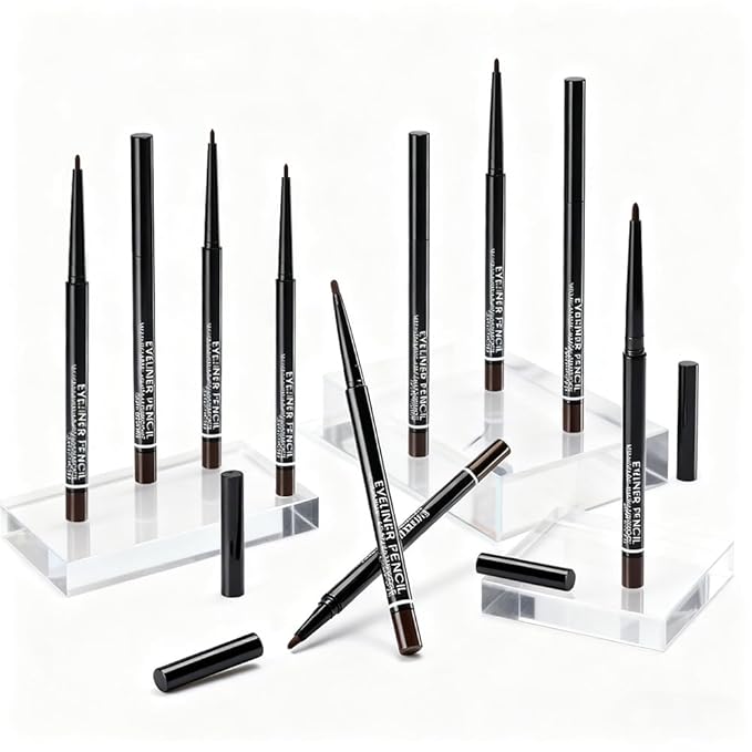 10PCS Brown Automatic Waterproof Inner Eyeliner, Eyeshadow & Eyebrow Pencil – Multi-Use Cream Pen for Liner, Shadow & Brows,Matte Quick Dry Eye Pencils, Smudge Proof, Delineador de ojos
